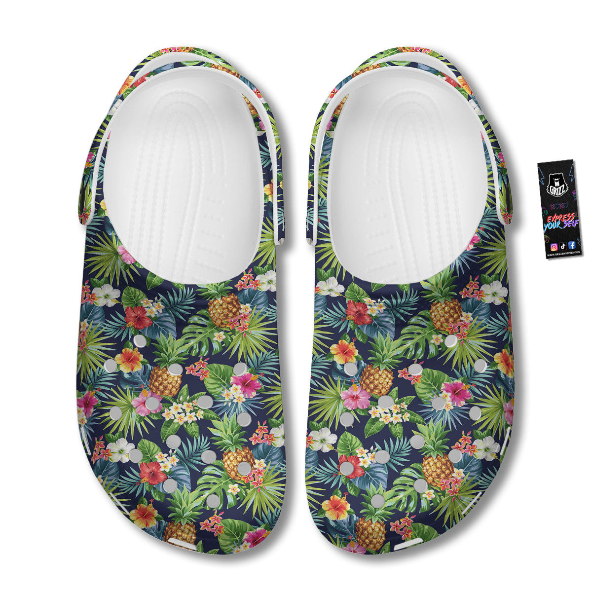 Pineapple Palm Leaf Print Pattern Clog-grizzshop