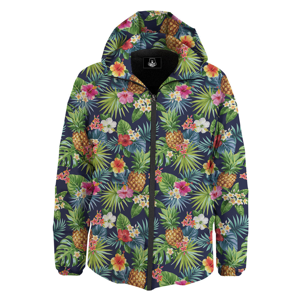 Pineapple Palm Leaf Print Pattern Down Jacket-grizzshop