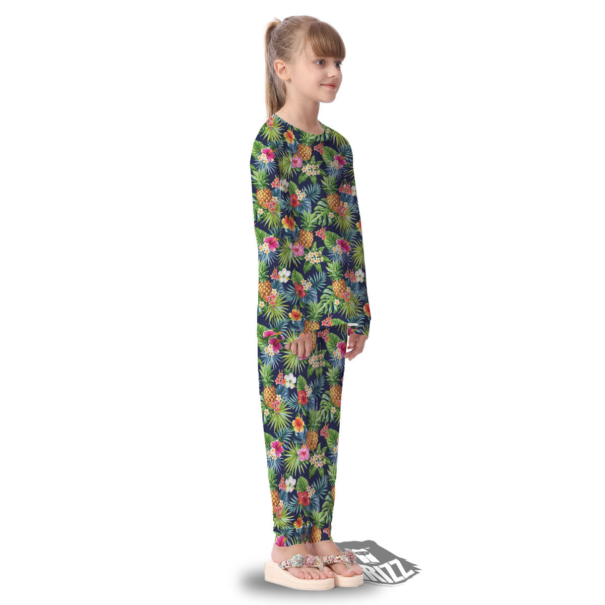 Pineapple Palm Leaf Print Pattern Kid's Pajamas-grizzshop