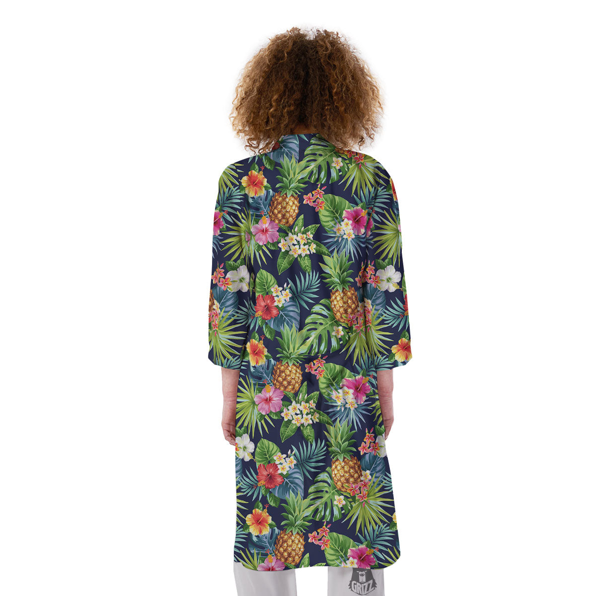 Pineapple Palm Leaf Print Pattern Kimono-grizzshop