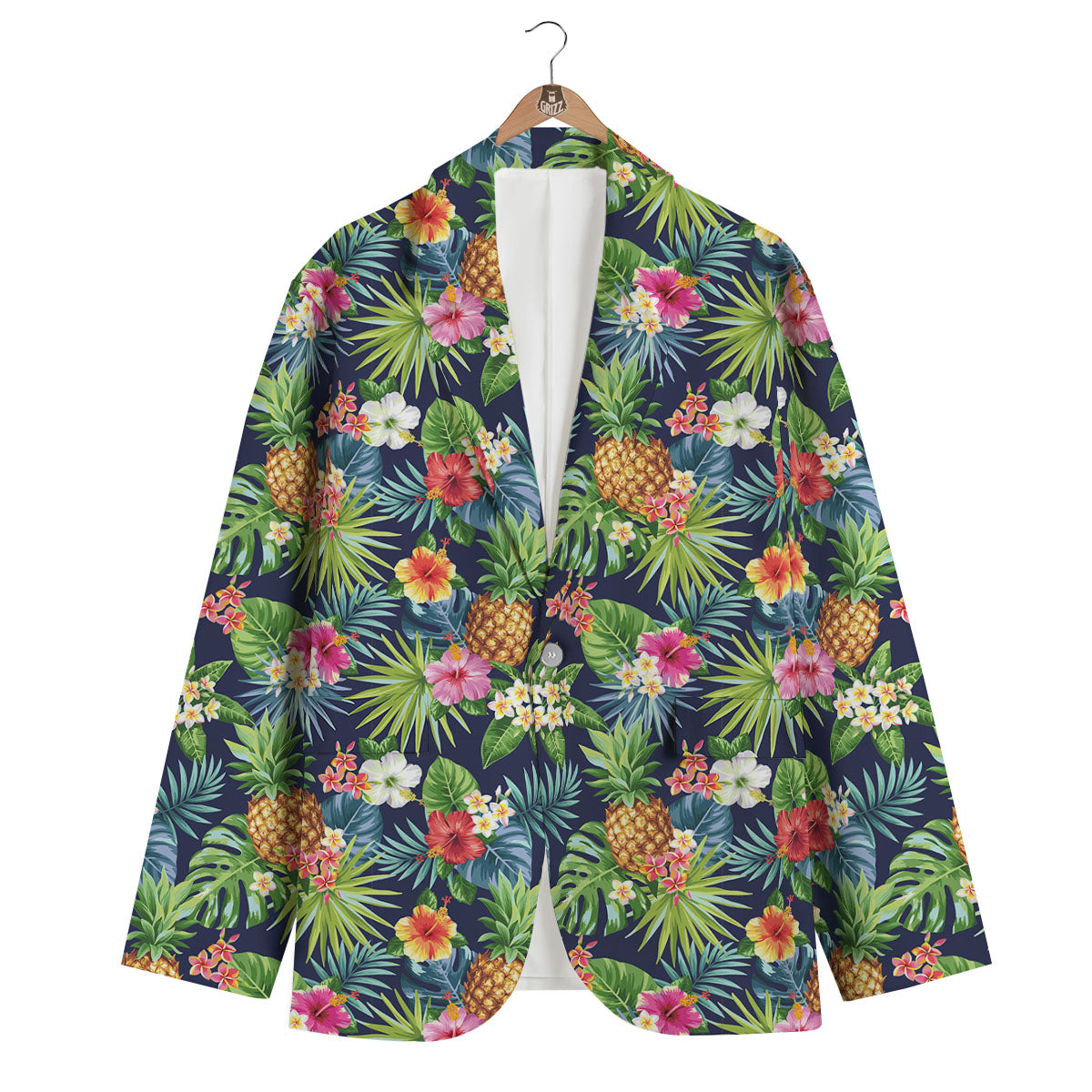 Pineapple Palm Leaf Print Pattern Men's Blazer-grizzshop