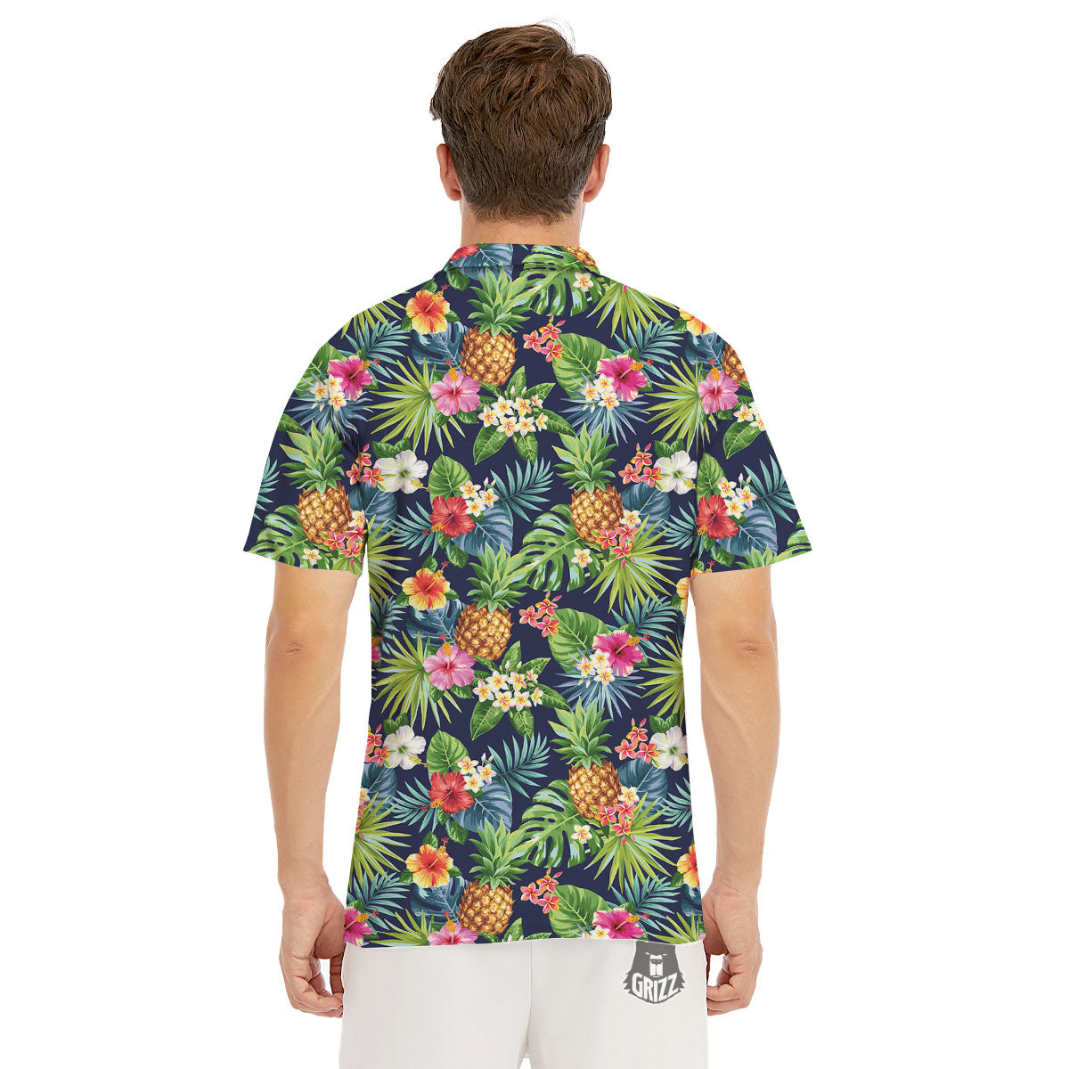Pineapple Palm Leaf Print Pattern Men's Golf Shirts-grizzshop