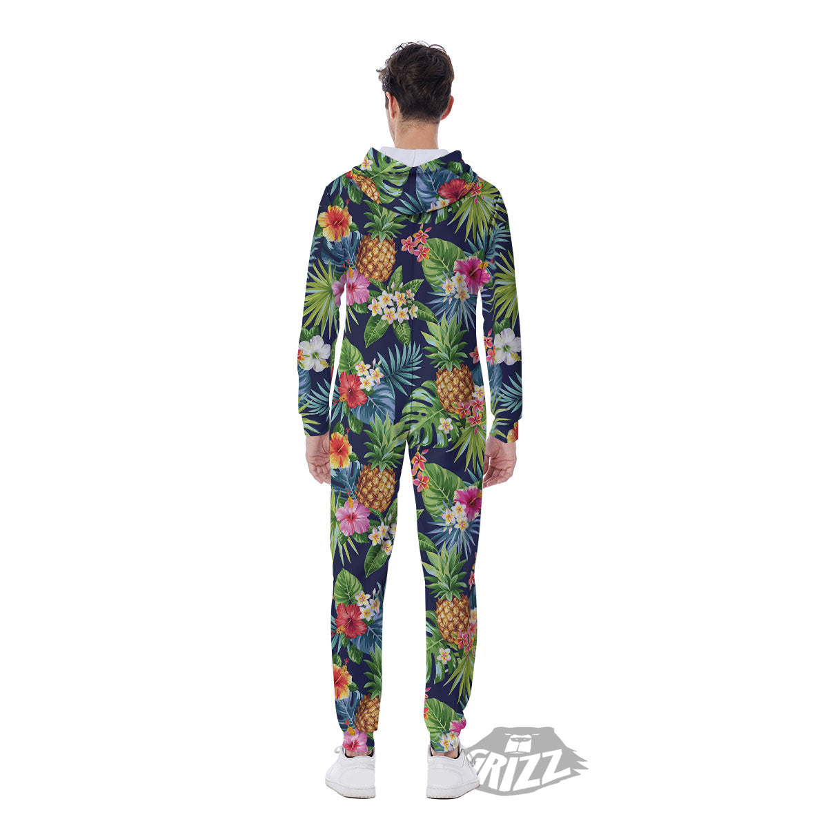 Pineapple Palm Leaf Print Pattern Men's Jumpsuit-grizzshop