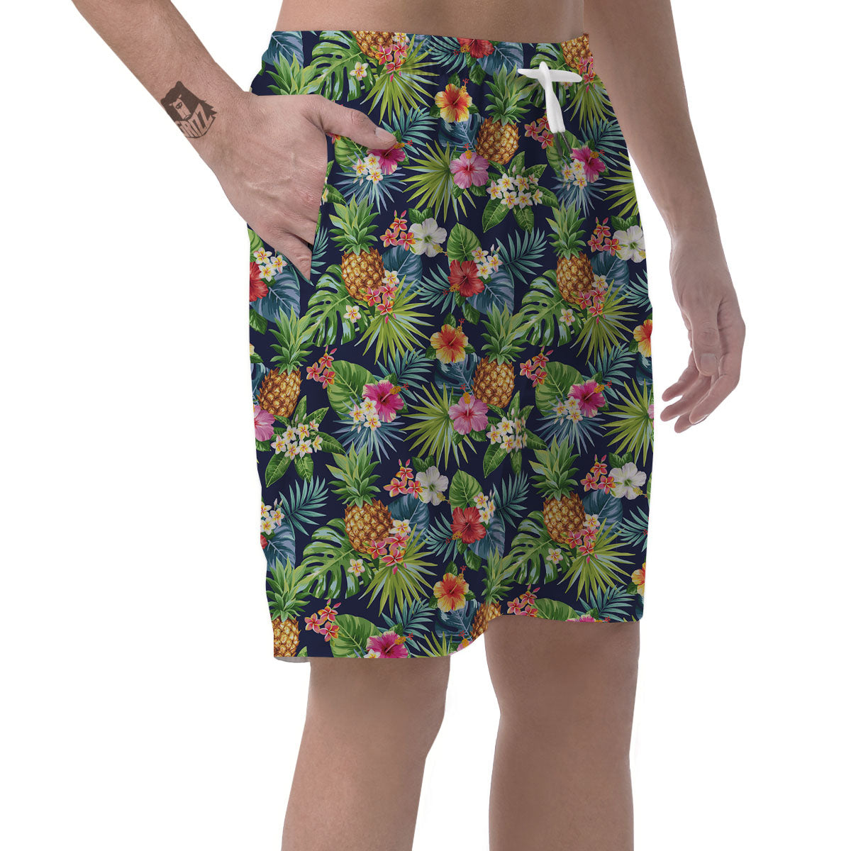 Pineapple Palm Leaf Print Pattern Men's Shorts-grizzshop