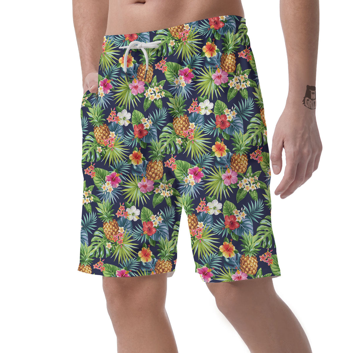 Pineapple Palm Leaf Print Pattern Men's Shorts-grizzshop
