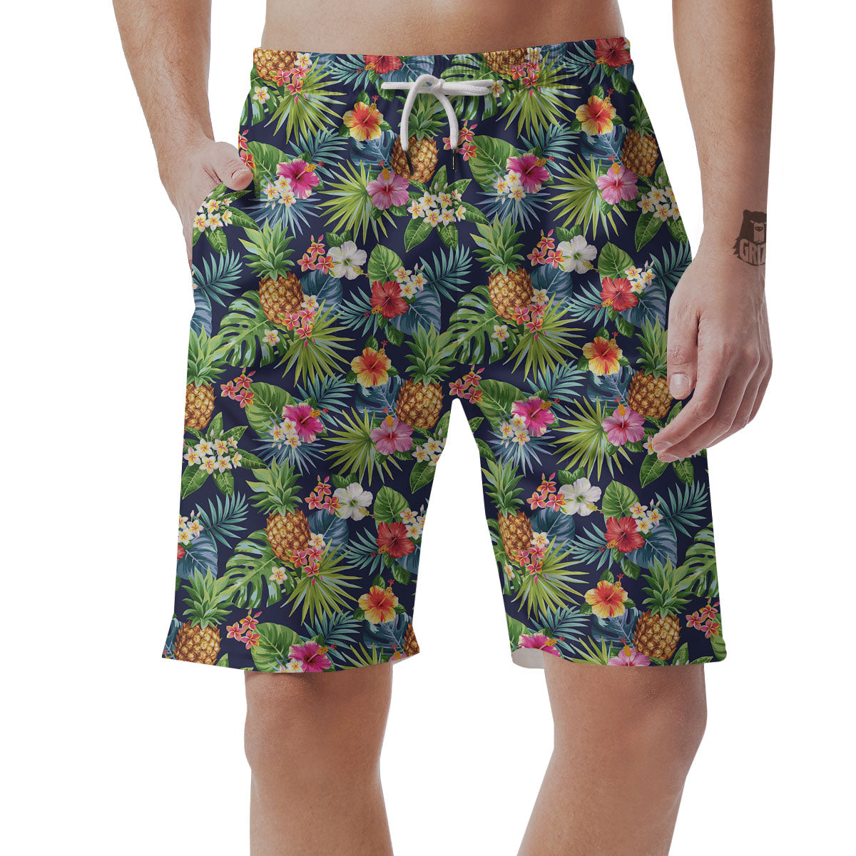 Pineapple Palm Leaf Print Pattern Men's Shorts-grizzshop