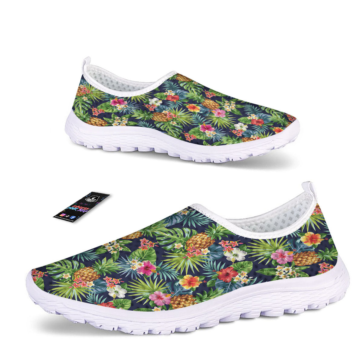 Pineapple Palm Leaf Print Pattern Nurse Shoes-grizzshop