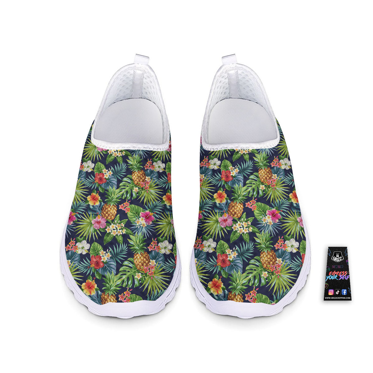 Pineapple Palm Leaf Print Pattern Nurse Shoes-grizzshop