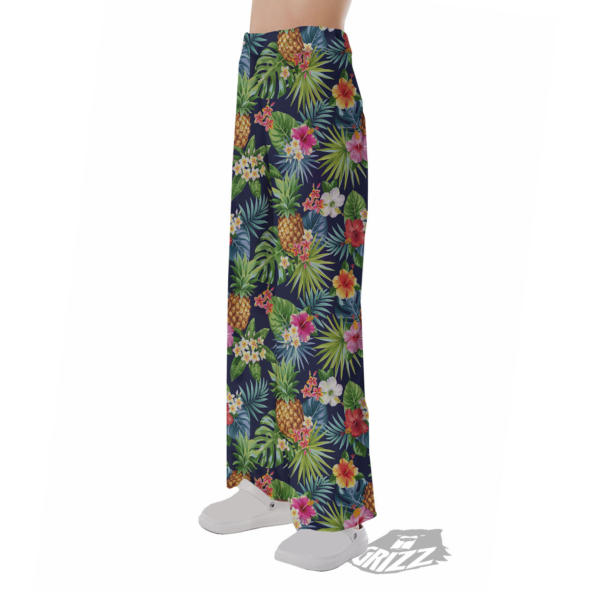 Pineapple Palm Leaf Print Pattern Pajama Pants-grizzshop