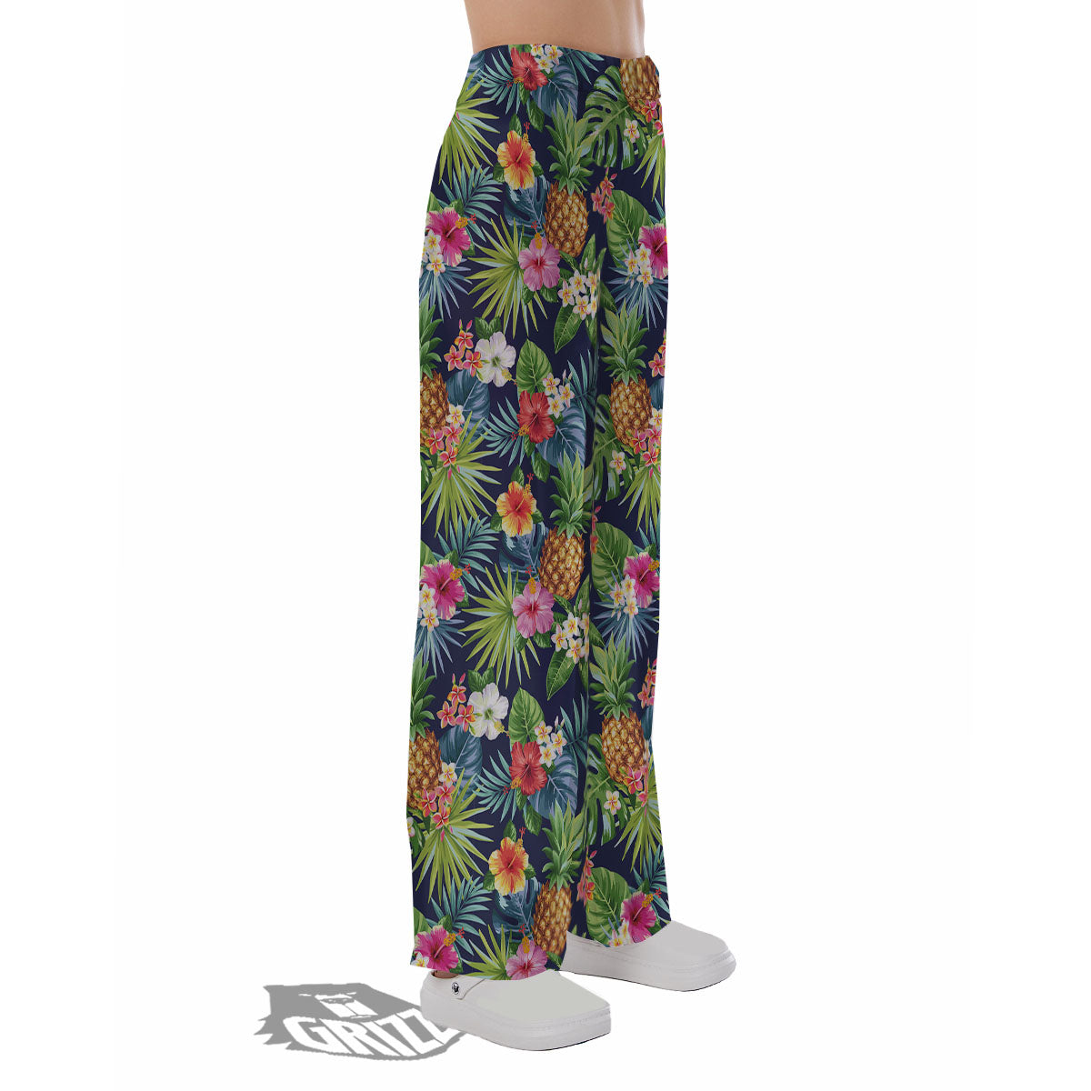 Pineapple Palm Leaf Print Pattern Pajama Pants-grizzshop