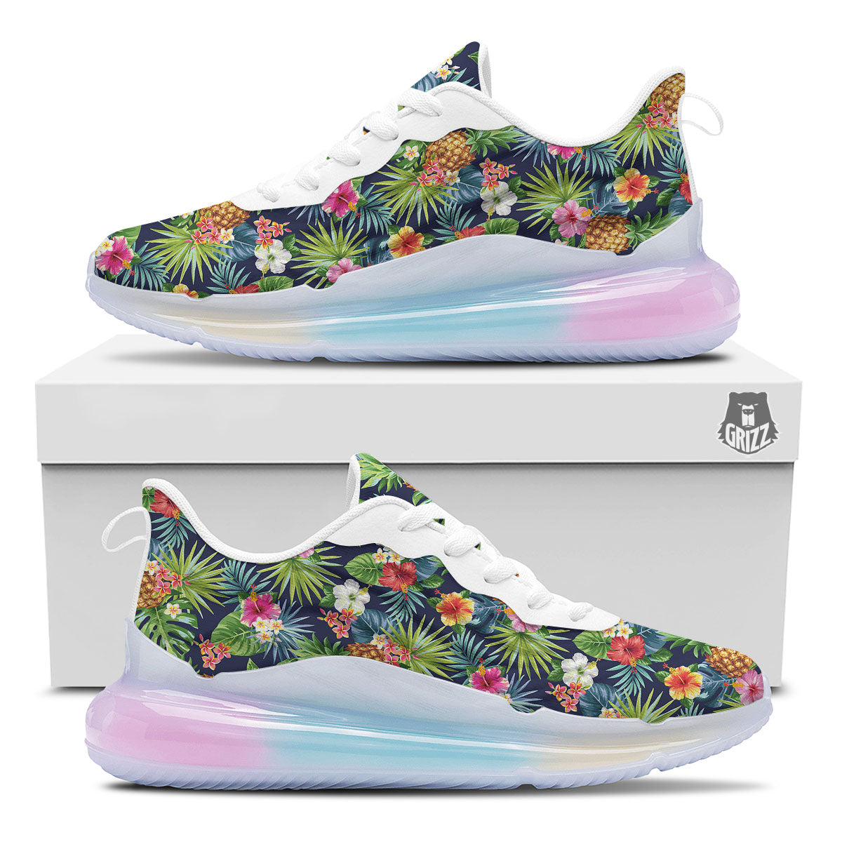Pineapple Palm Leaf Print Pattern Running Sneakers-grizzshop
