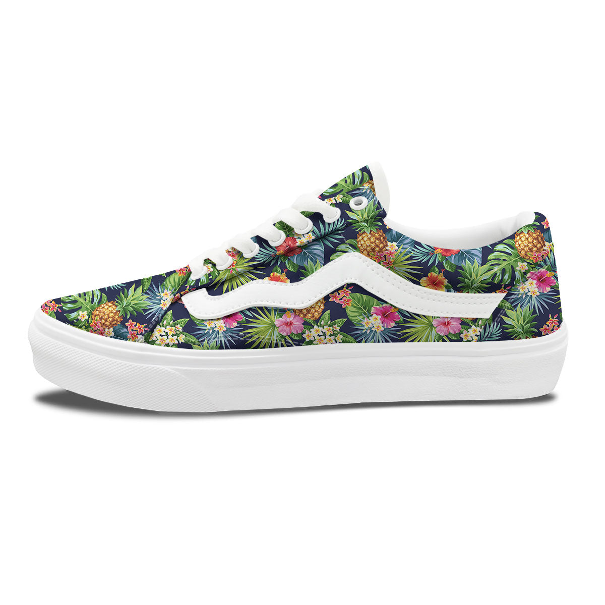 Pineapple Palm Leaf Print Pattern Skate Shoes-grizzshop