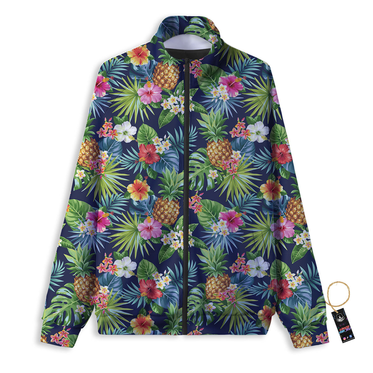Pineapple Palm Leaf Print Pattern Track Jacket-grizzshop