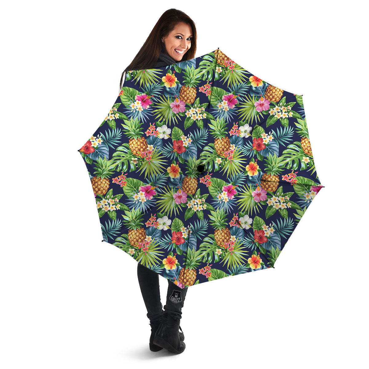 Pineapple Palm Leaf Print Pattern Umbrella-grizzshop