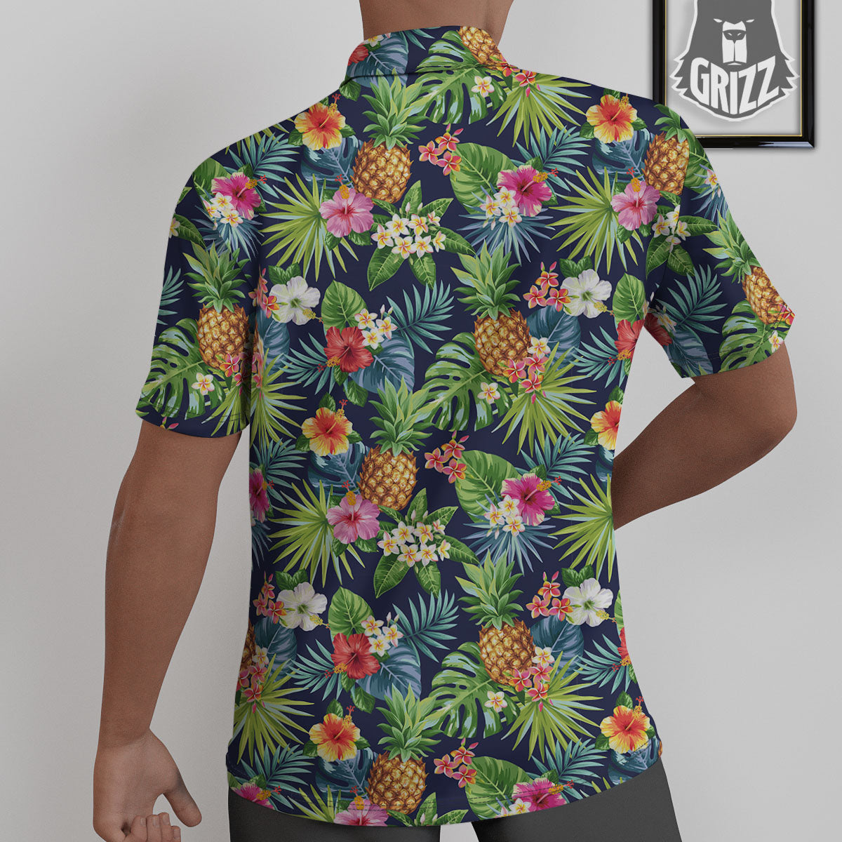 Pineapple Palm Leaf Print Pattern Untucked Shirts-grizzshop