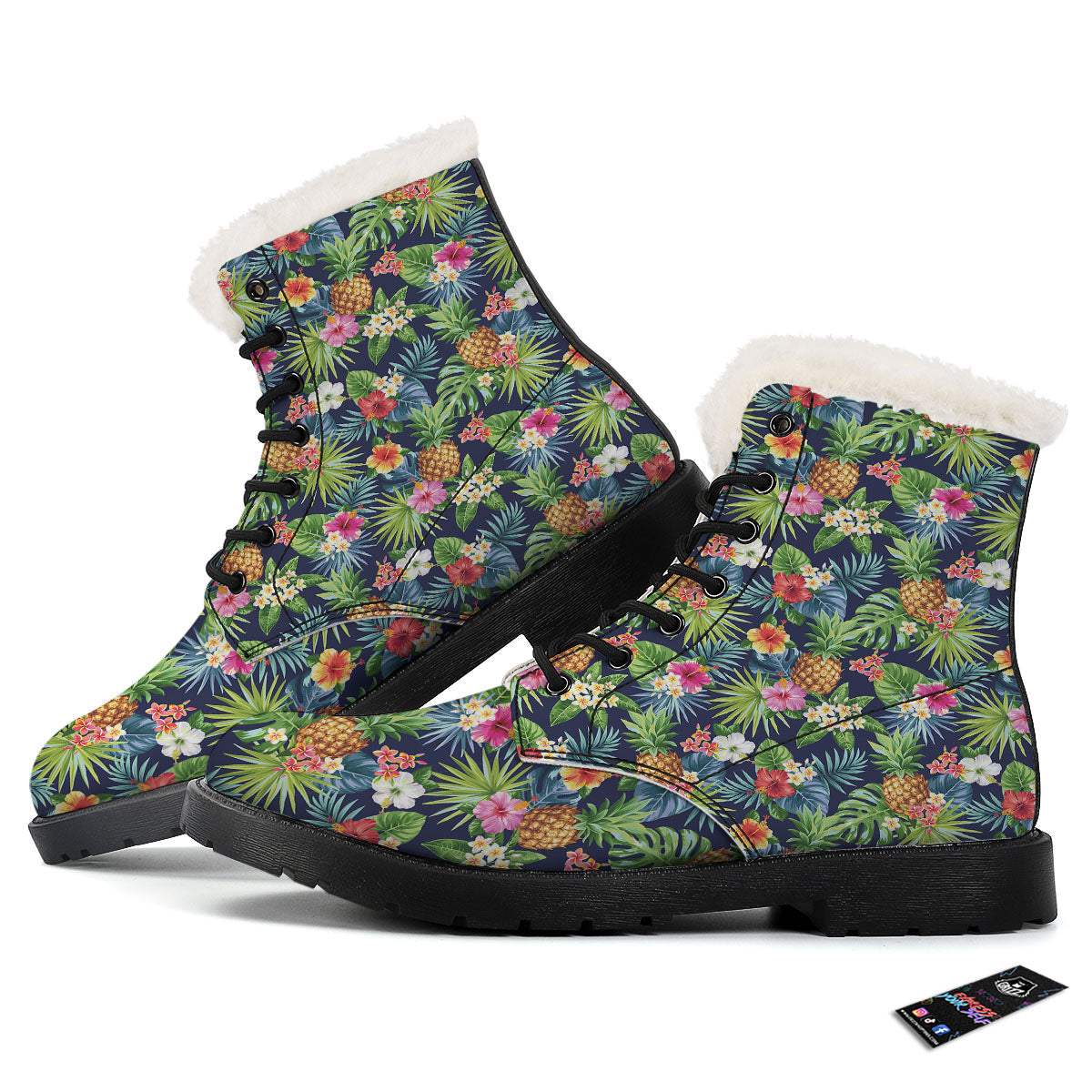 Pineapple Palm Leaf Print Pattern Winter Boots-grizzshop