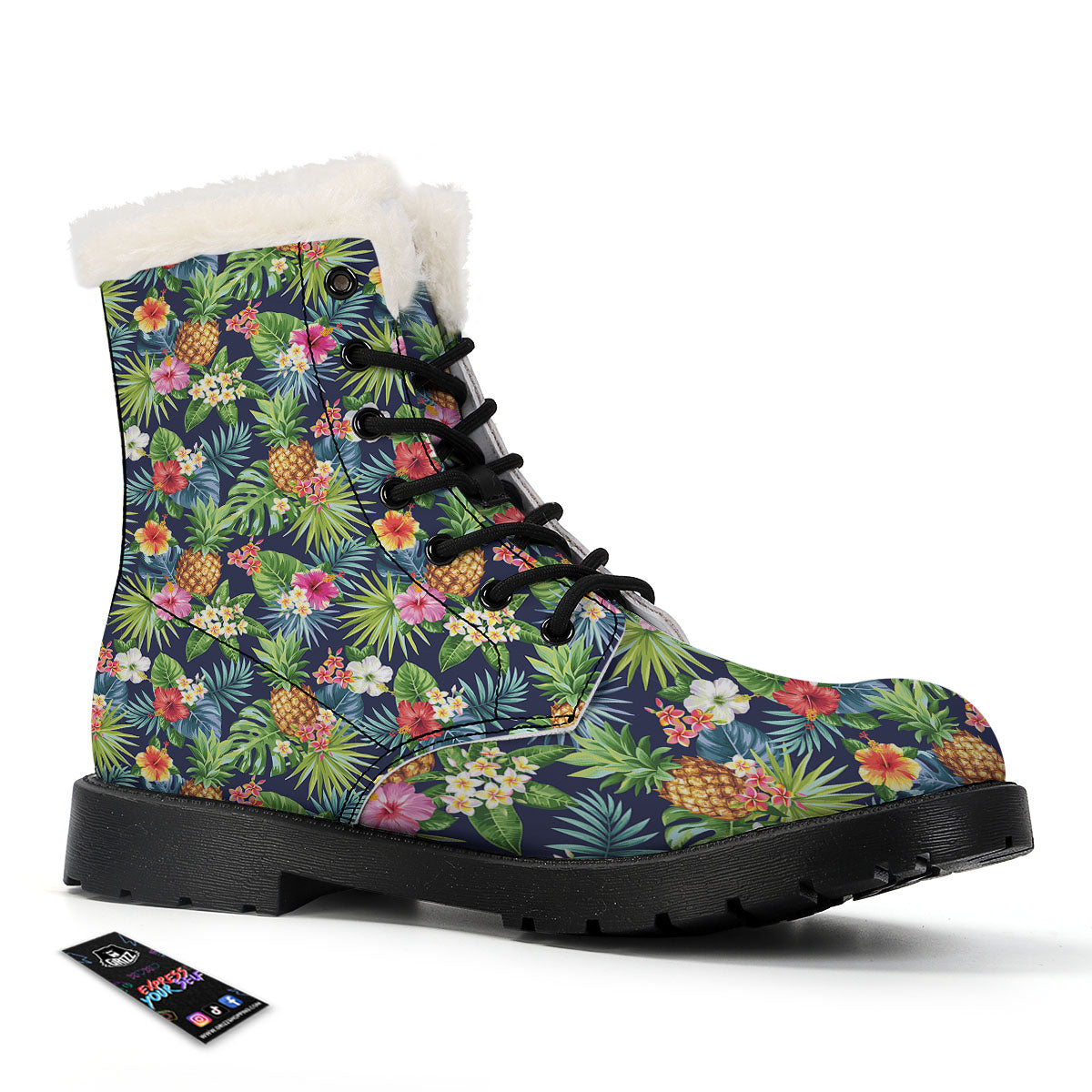 Pineapple Palm Leaf Print Pattern Winter Boots-grizzshop