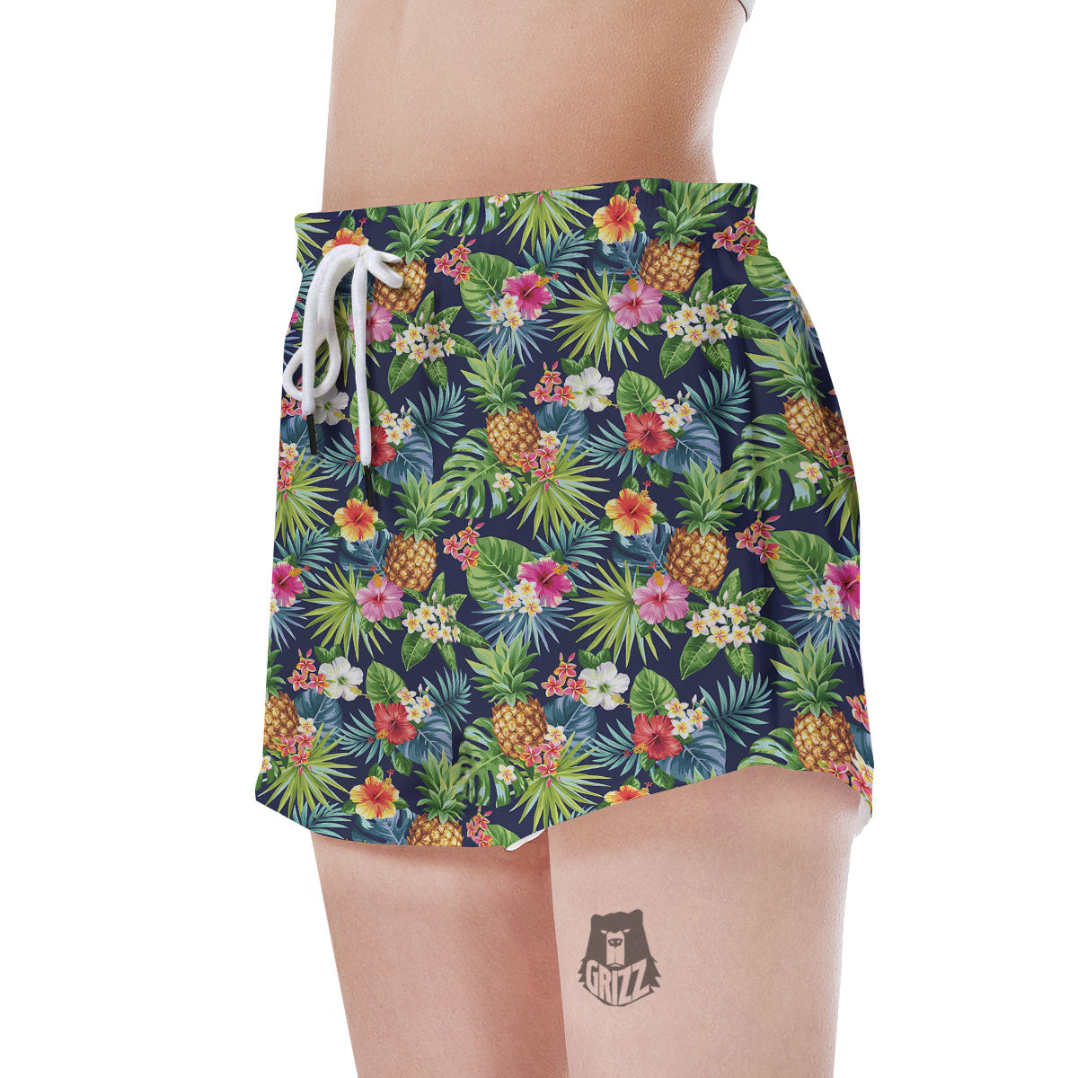 Pineapple Palm Leaf Print Pattern Women's Shorts-grizzshop