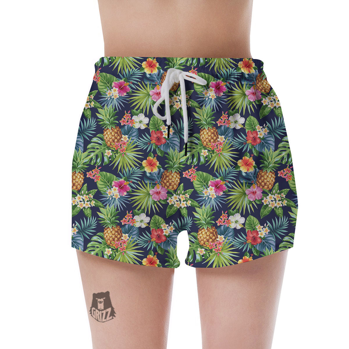 Pineapple Palm Leaf Print Pattern Women's Shorts-grizzshop
