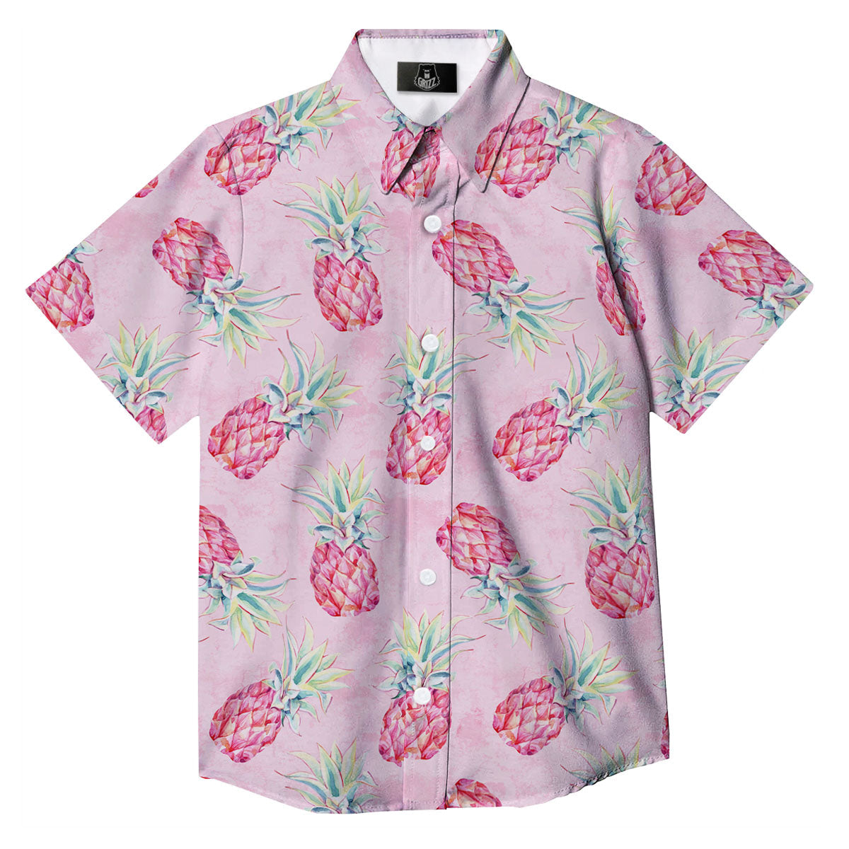 Pineapple Pastel Pink Print Pattern Button Up Shirt-grizzshop