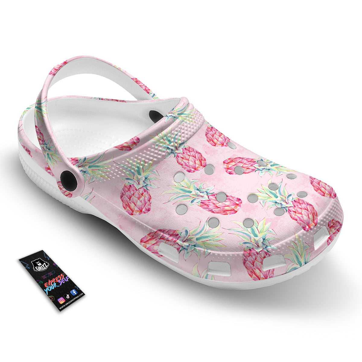 Pineapple Pastel Pink Print Pattern Clog-grizzshop