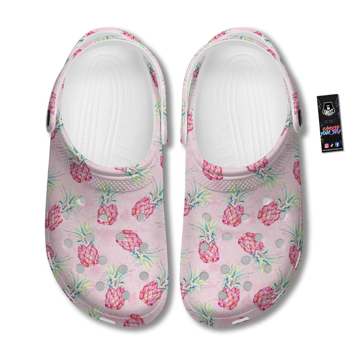 Pineapple Pastel Pink Print Pattern Clog-grizzshop