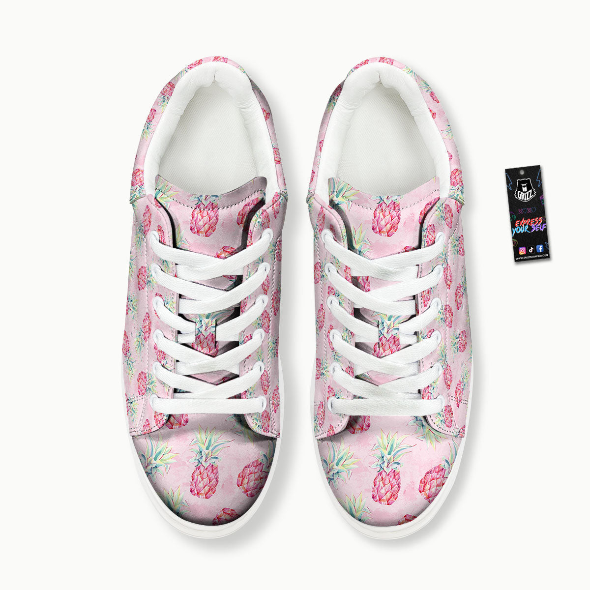 Pineapple Pastel Pink Print Pattern Platform Shoes-grizzshop