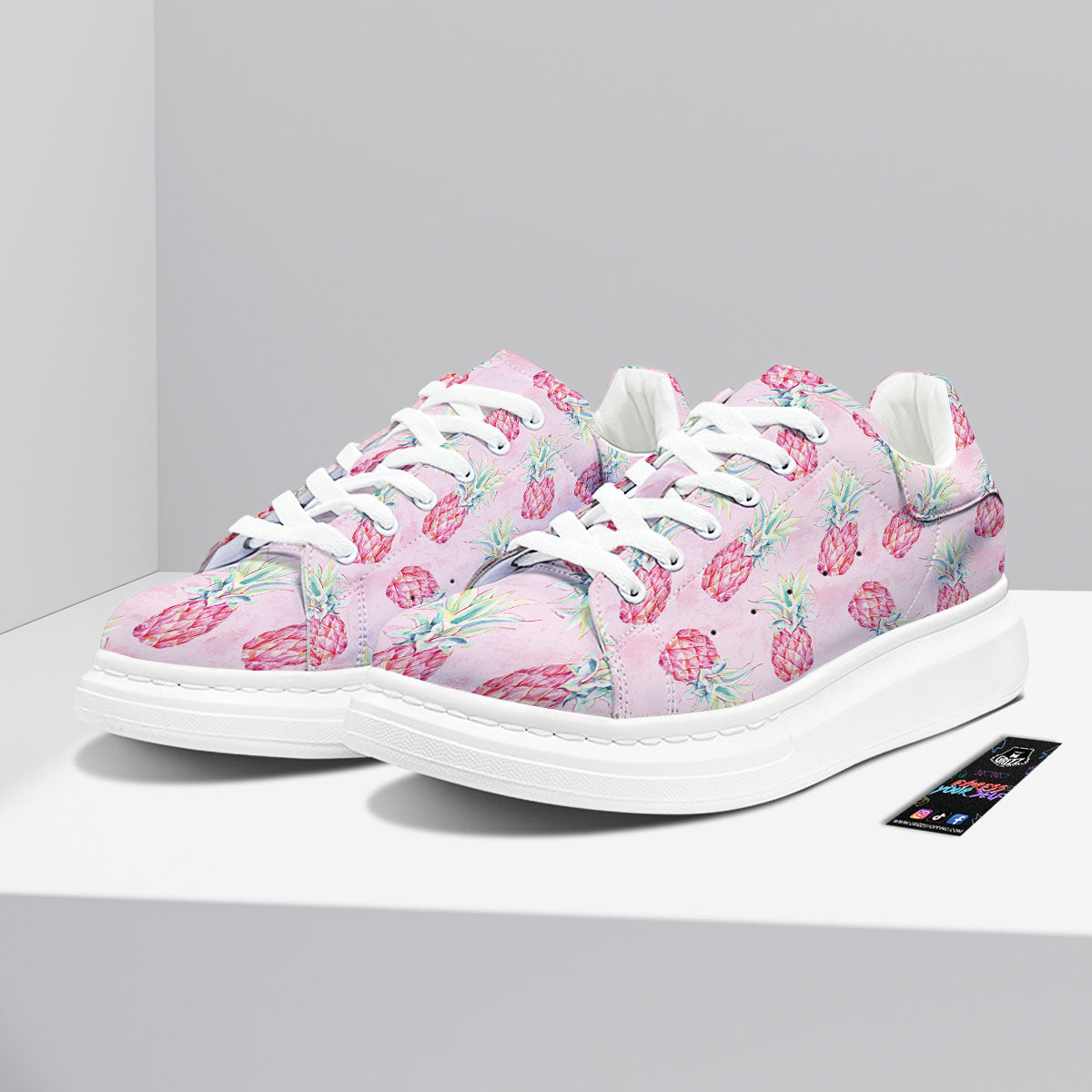 Pineapple Pastel Pink Print Pattern Platform Shoes-grizzshop