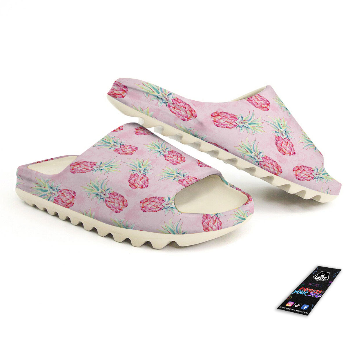Pineapple Pastel Pink Print Pattern Sandals-grizzshop