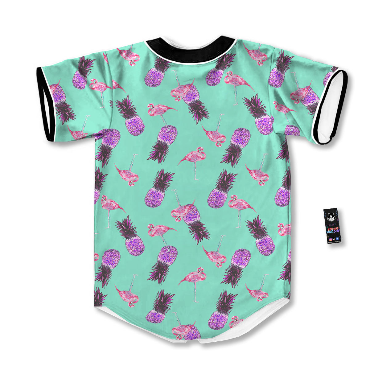 Pineapple Pastel Turquoise Print Pattern Baseball Jersey-grizzshop