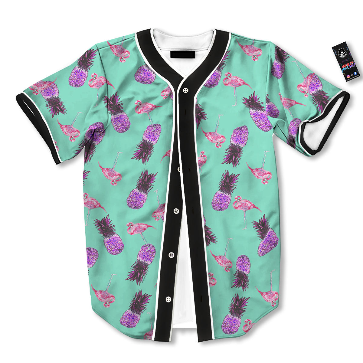 Pineapple Pastel Turquoise Print Pattern Baseball Jersey-grizzshop