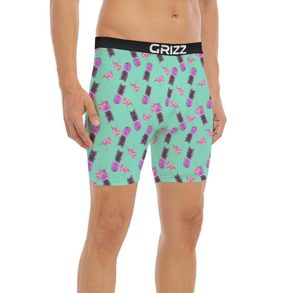 Pineapple Pastel Turquoise Print Pattern Boxer Briefs-grizzshop