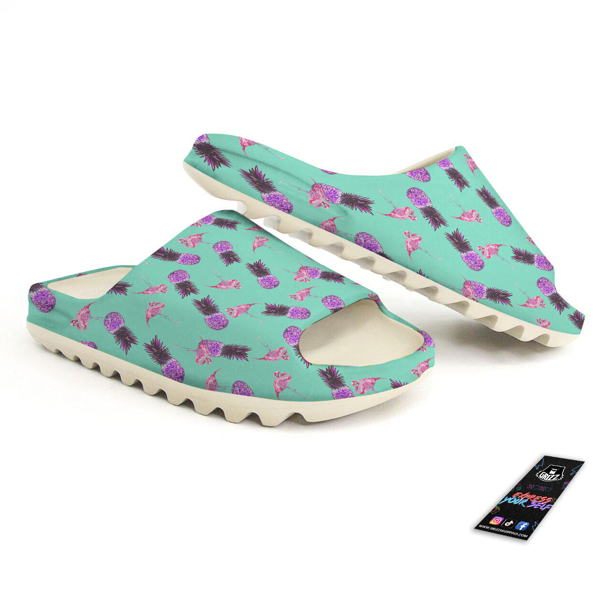 Pineapple Pastel Turquoise Print Pattern Sandals-grizzshop