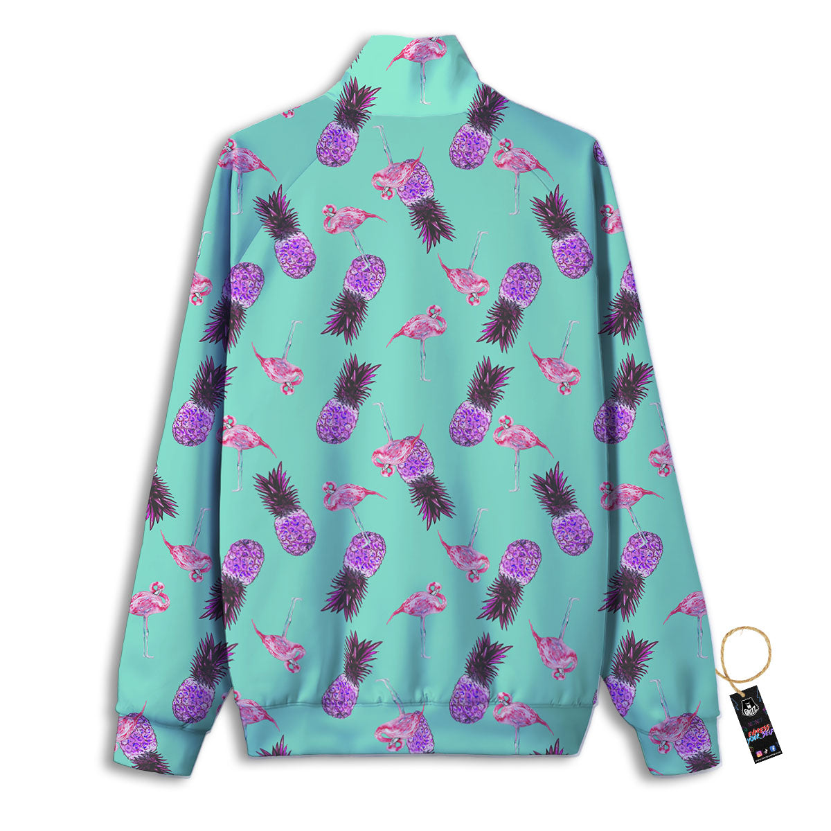 Pineapple Pastel Turquoise Print Pattern Track Jacket-grizzshop