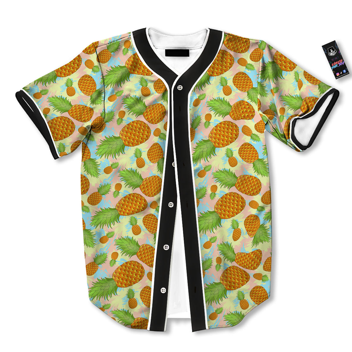 Pineapple Pastel Yellow Print Pattern Baseball Jersey-grizzshop