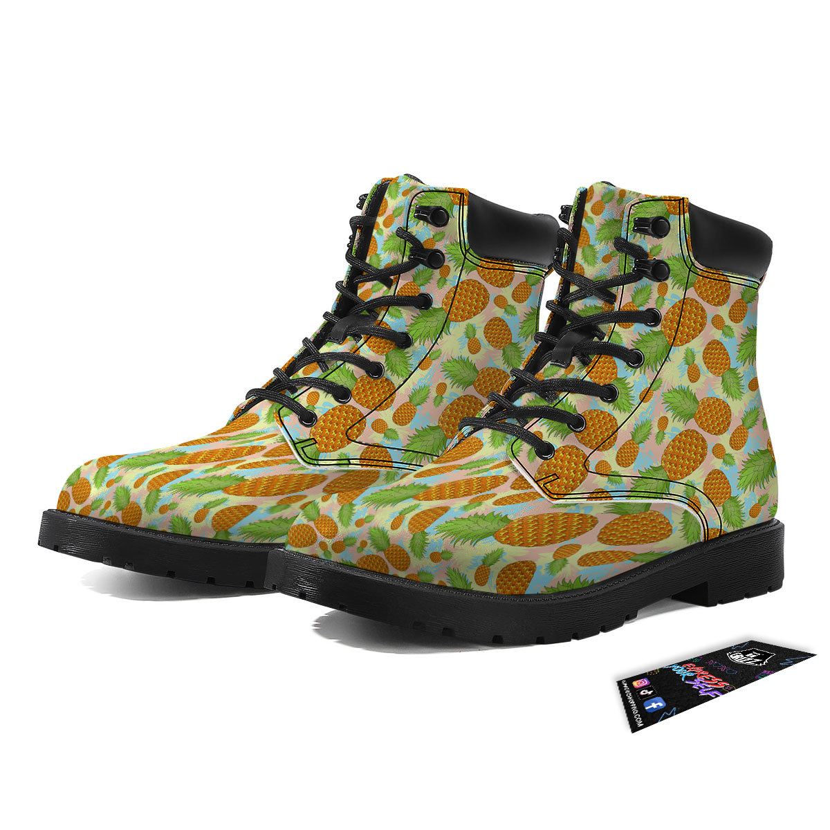 Pineapple Pastel Yellow Print Pattern Boots-grizzshop