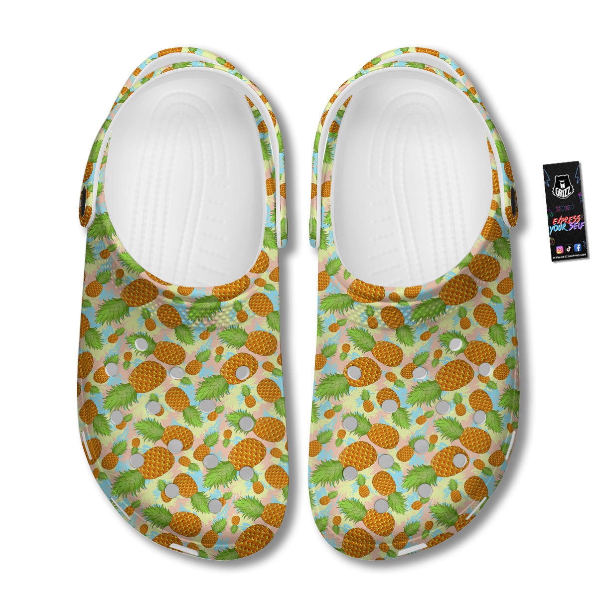 Pineapple Pastel Yellow Print Pattern Clog-grizzshop