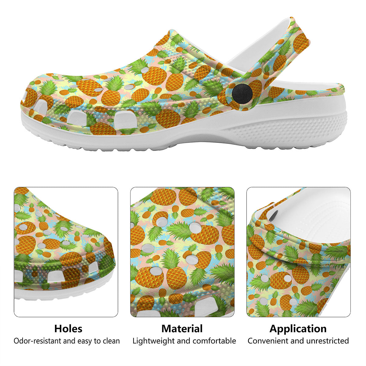 Pineapple Pastel Yellow Print Pattern Clog-grizzshop
