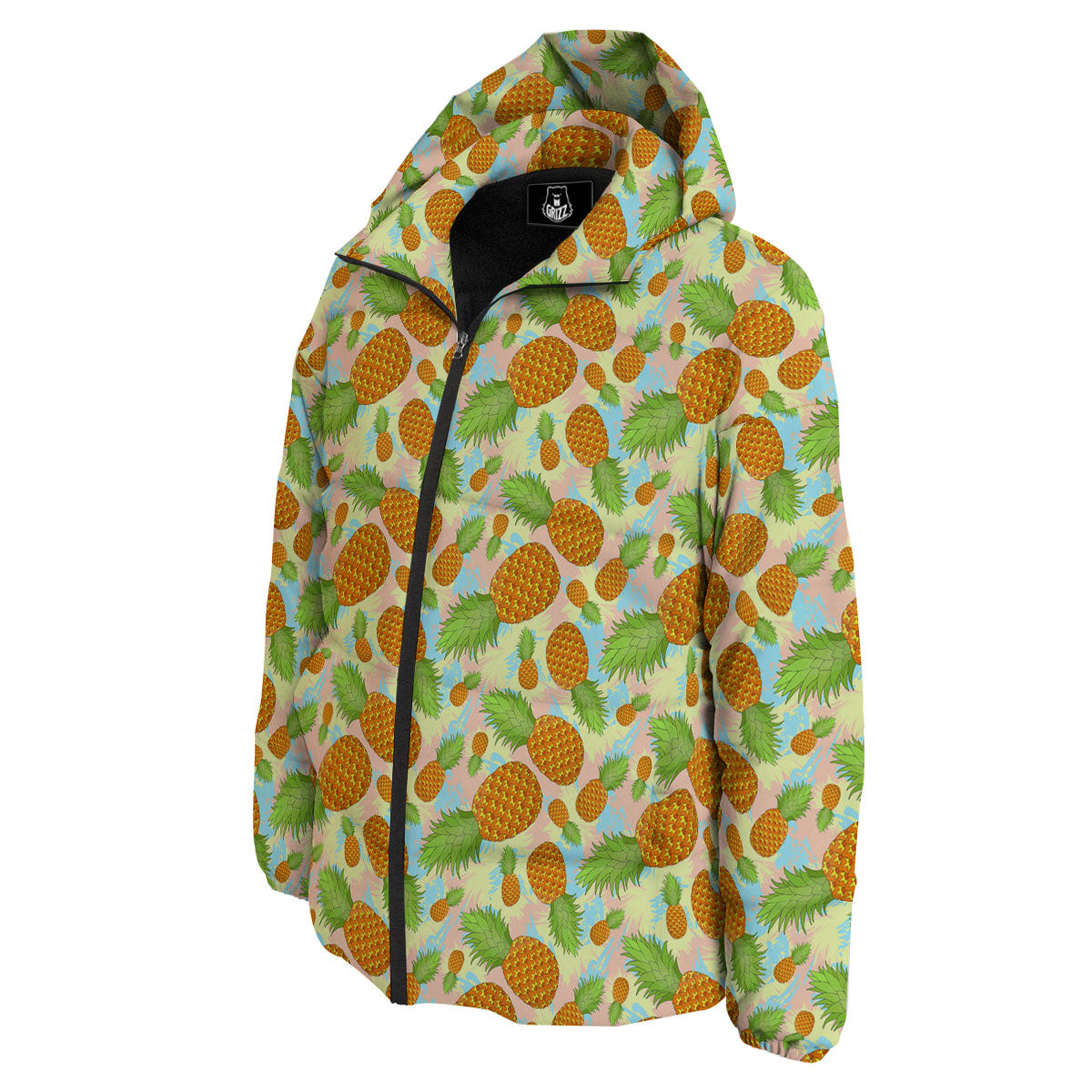 Pineapple Pastel Yellow Print Pattern Down Jacket-grizzshop