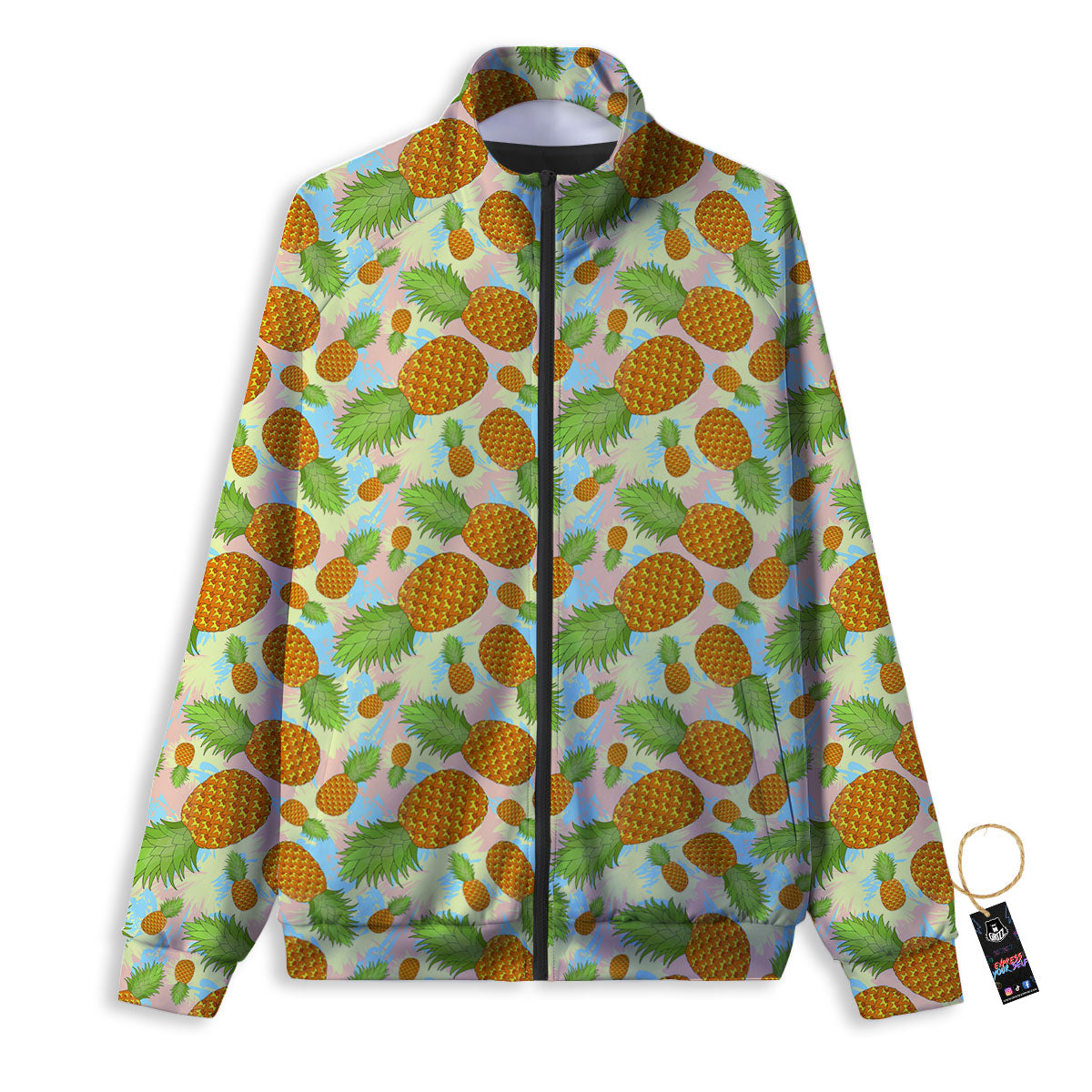 Pineapple Pastel Yellow Print Pattern Track Jacket-grizzshop