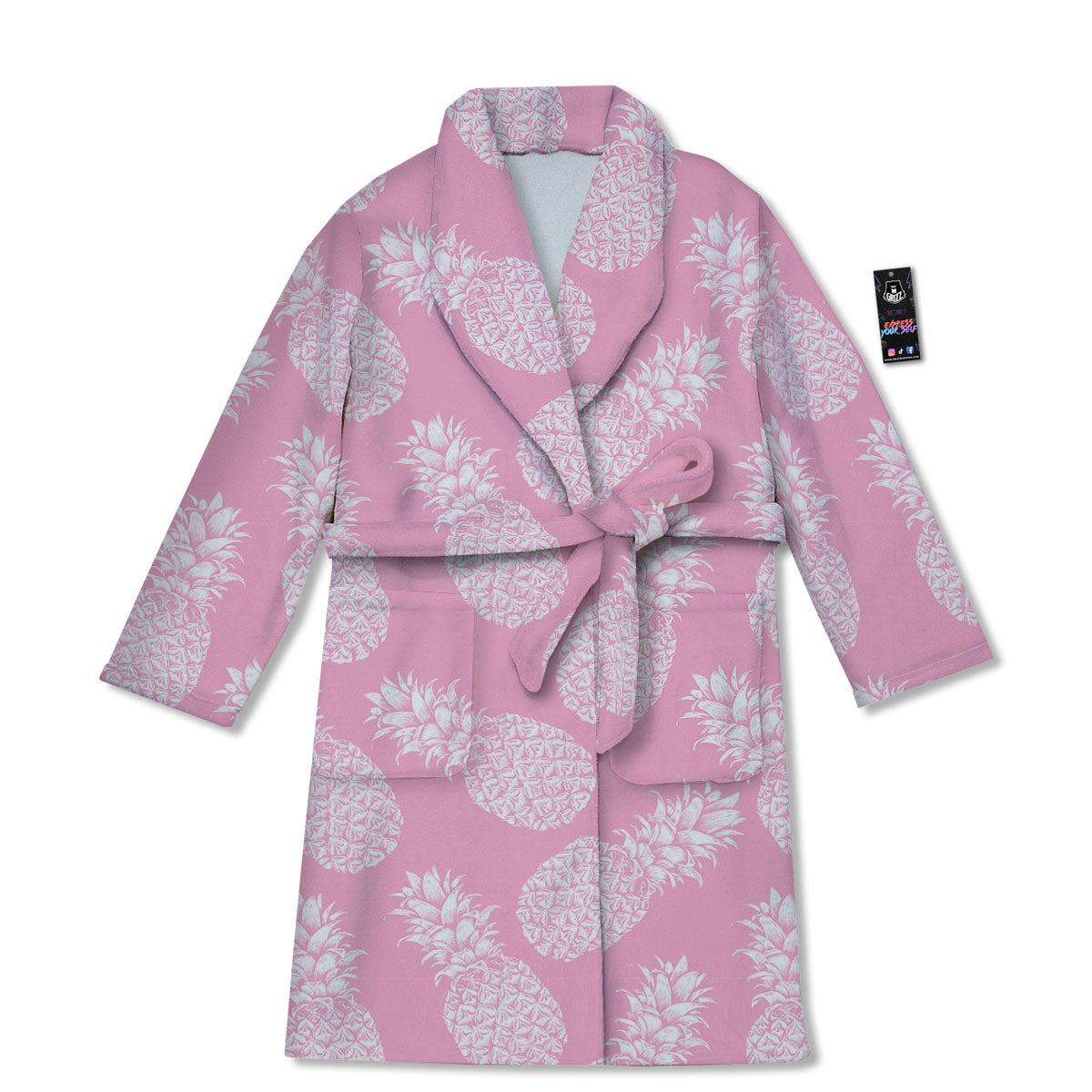 Pineapple Pink Print Pattern Bathrobe-grizzshop