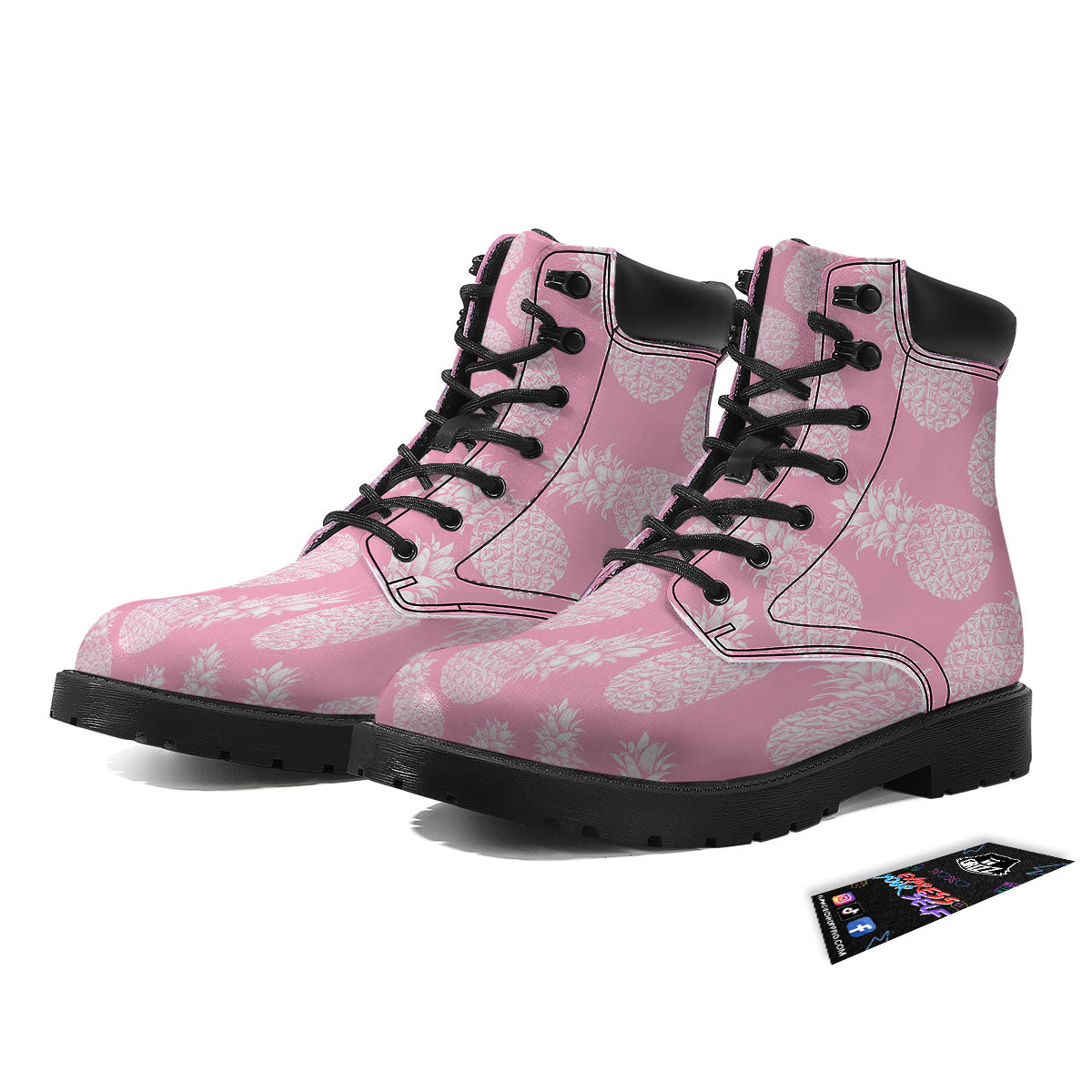 Pineapple Pink Print Pattern Boots-grizzshop