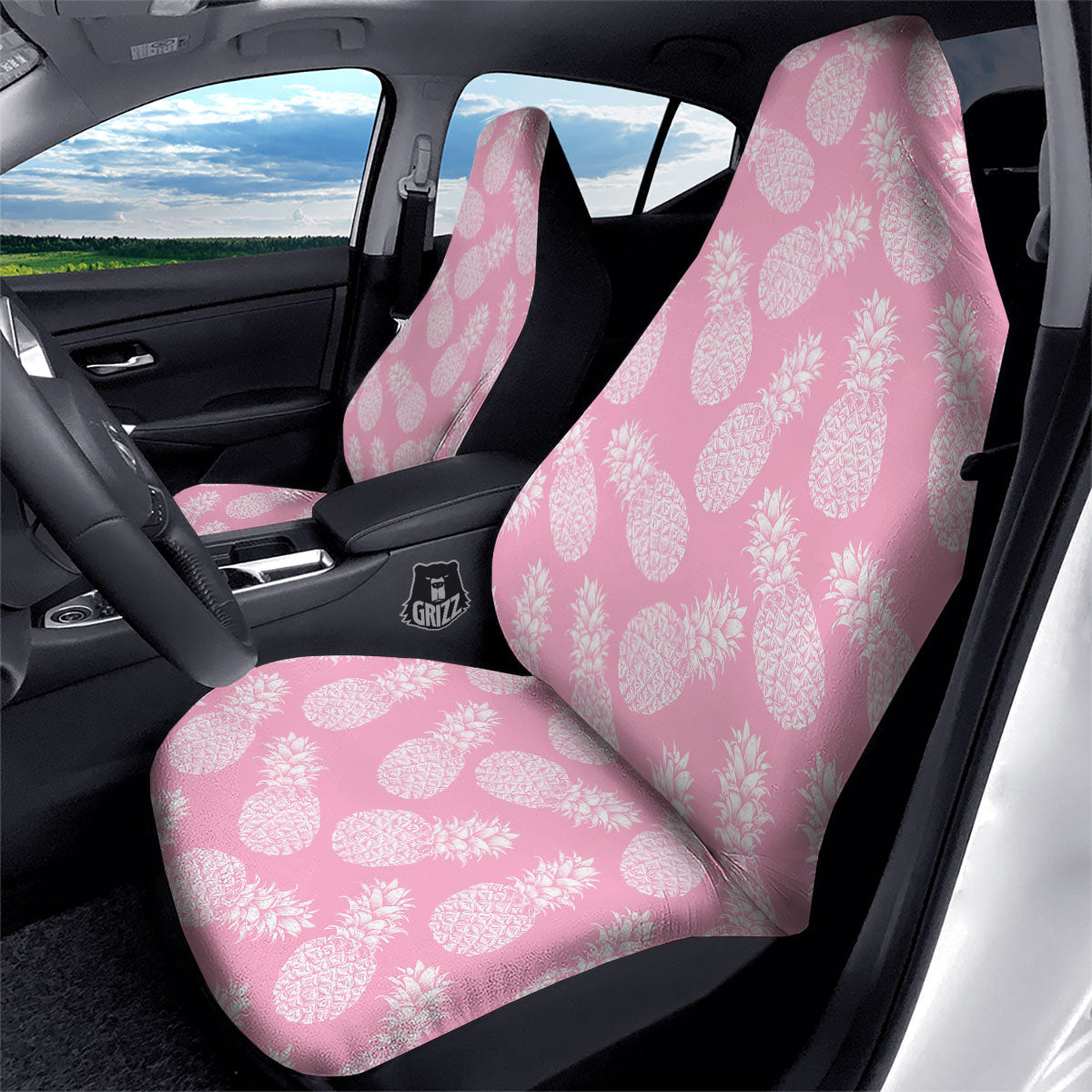 Pineapple Pink Print Pattern Car Seat Covers-grizzshop