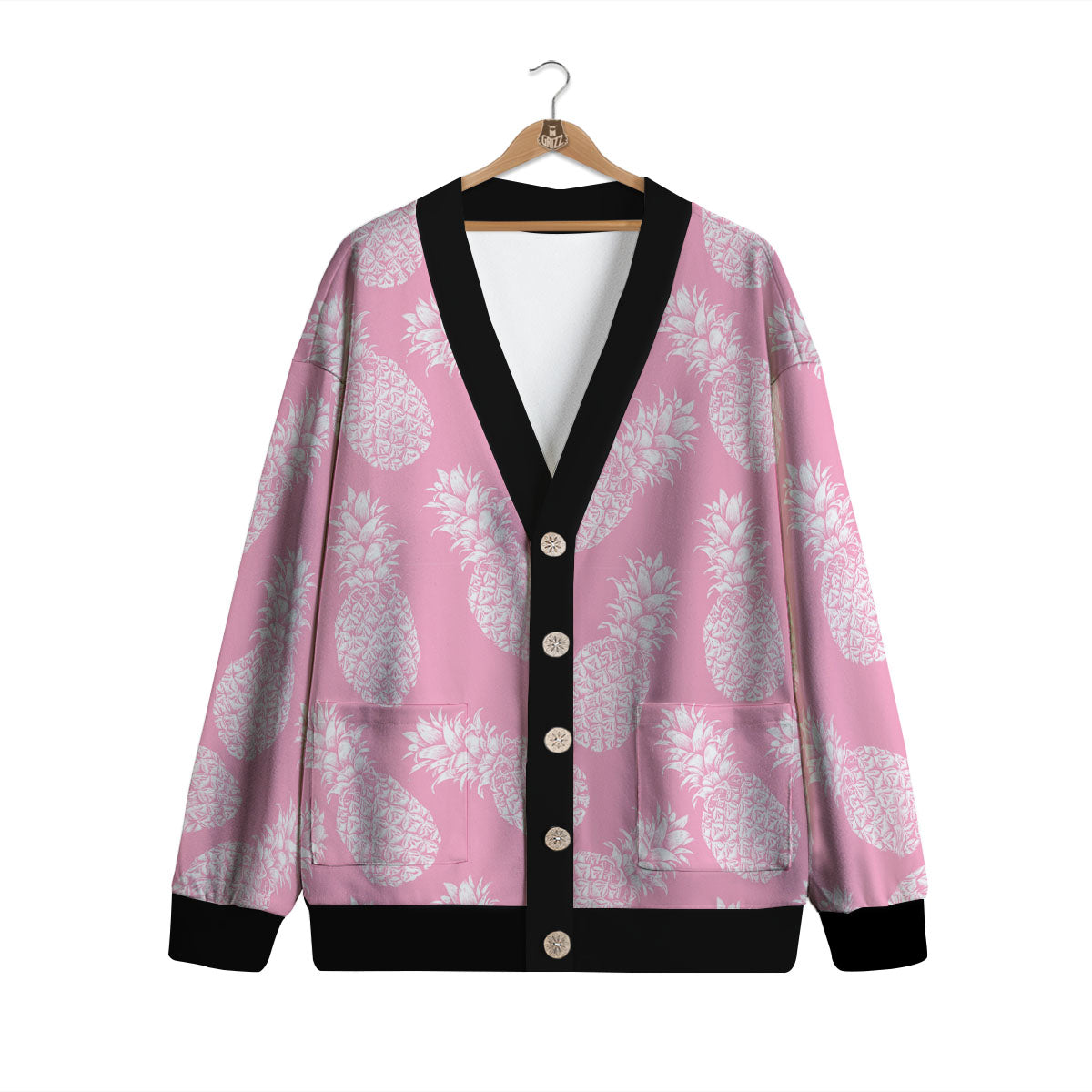 Pineapple Pink Print Pattern Cardigan-grizzshop
