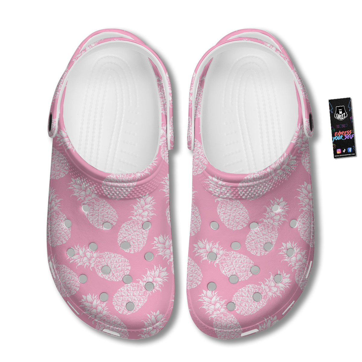 Pineapple Pink Print Pattern Clog-grizzshop