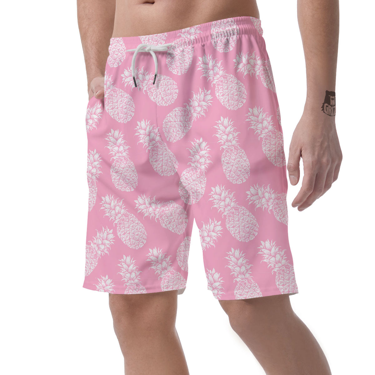 Pineapple Pink Print Pattern Men's Shorts-grizzshop
