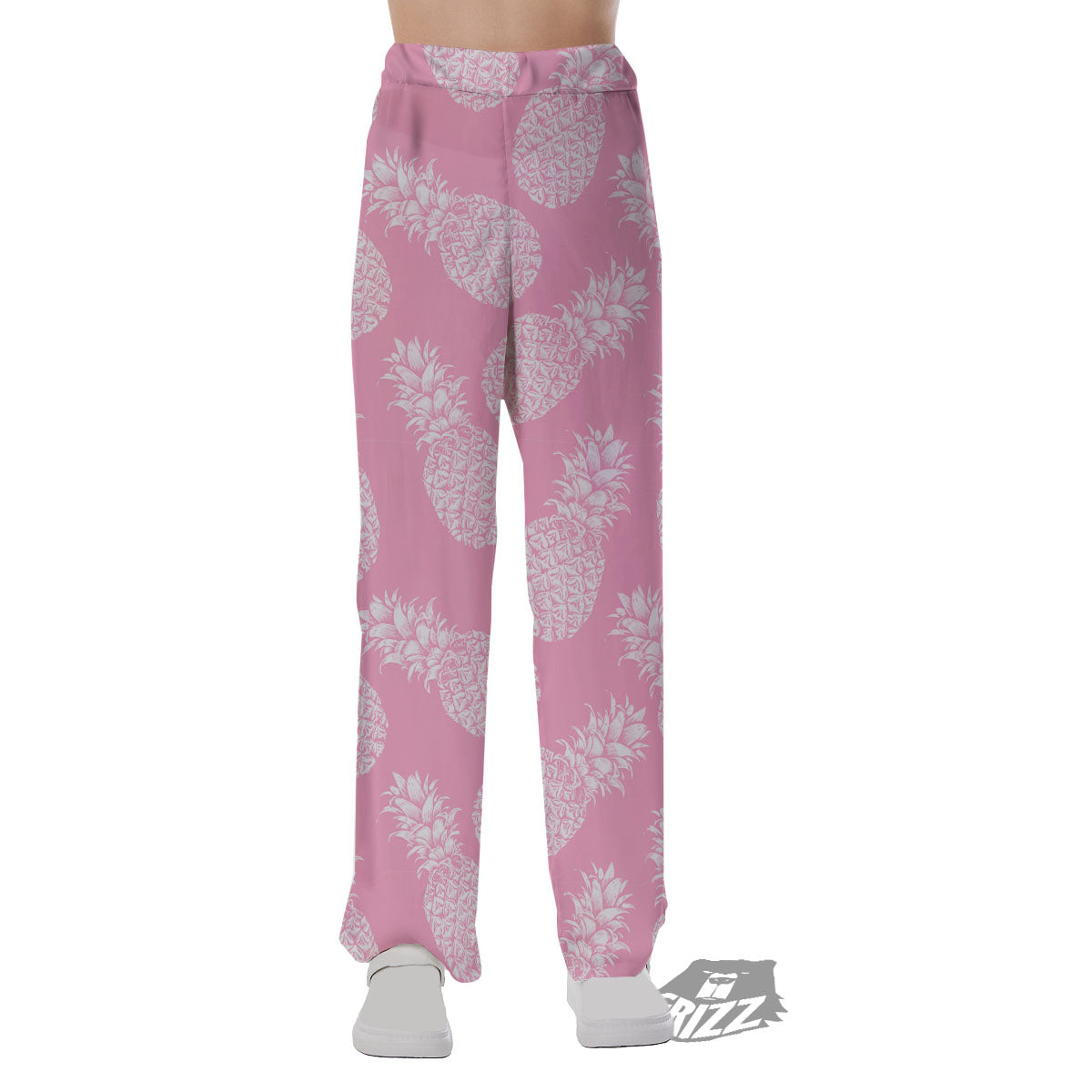 Pineapple Pink Print Pattern Pajama Pants-grizzshop