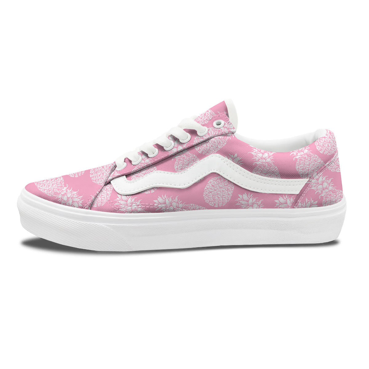 Pineapple Pink Print Pattern Skate Shoes-grizzshop