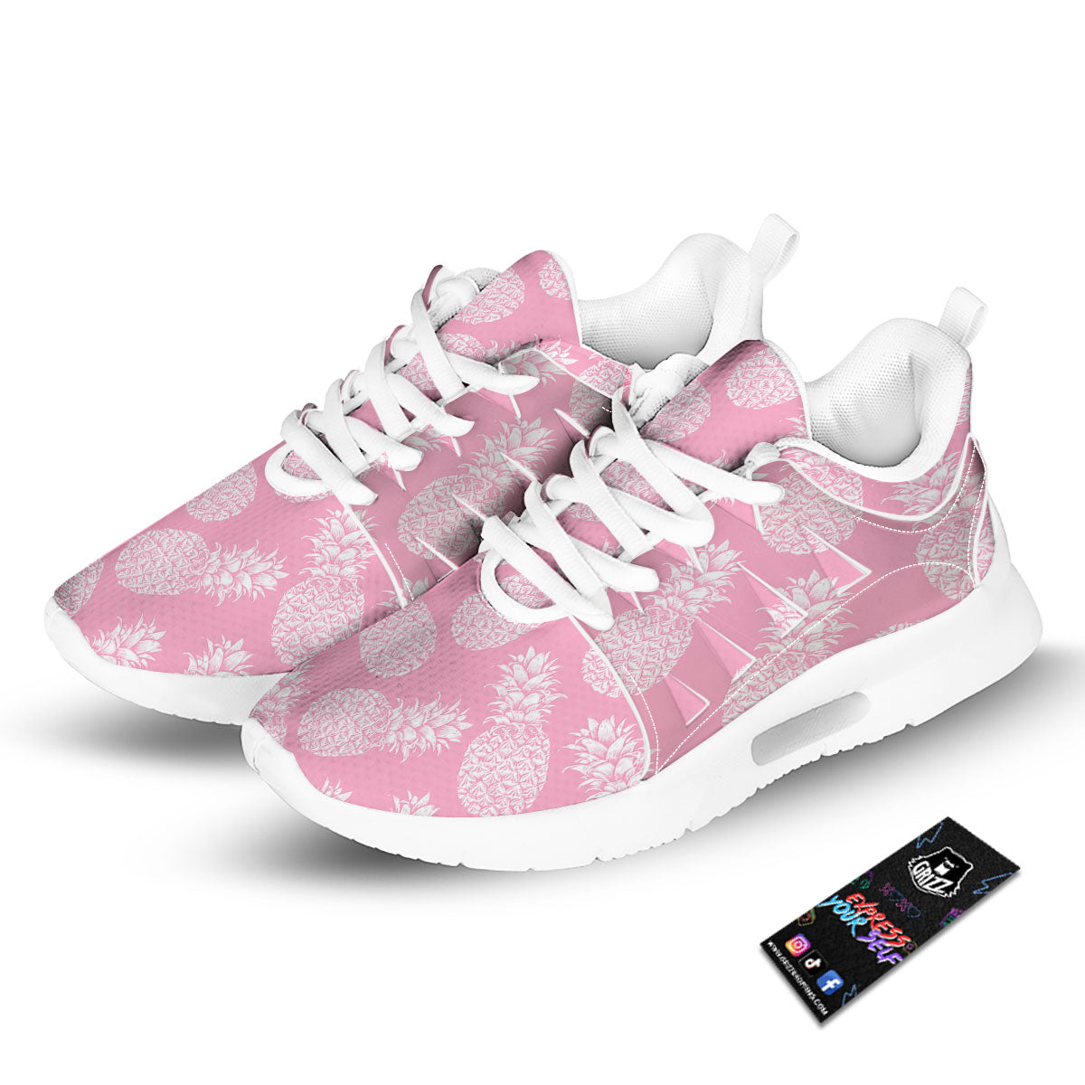 Pineapple Pink Print Pattern Tennis Shoes-grizzshop