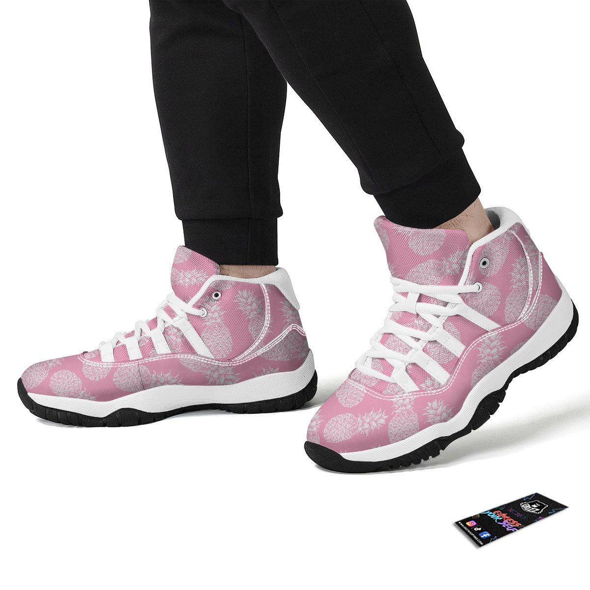 Pineapple Pink Print Pattern White Bball Shoes-grizzshop